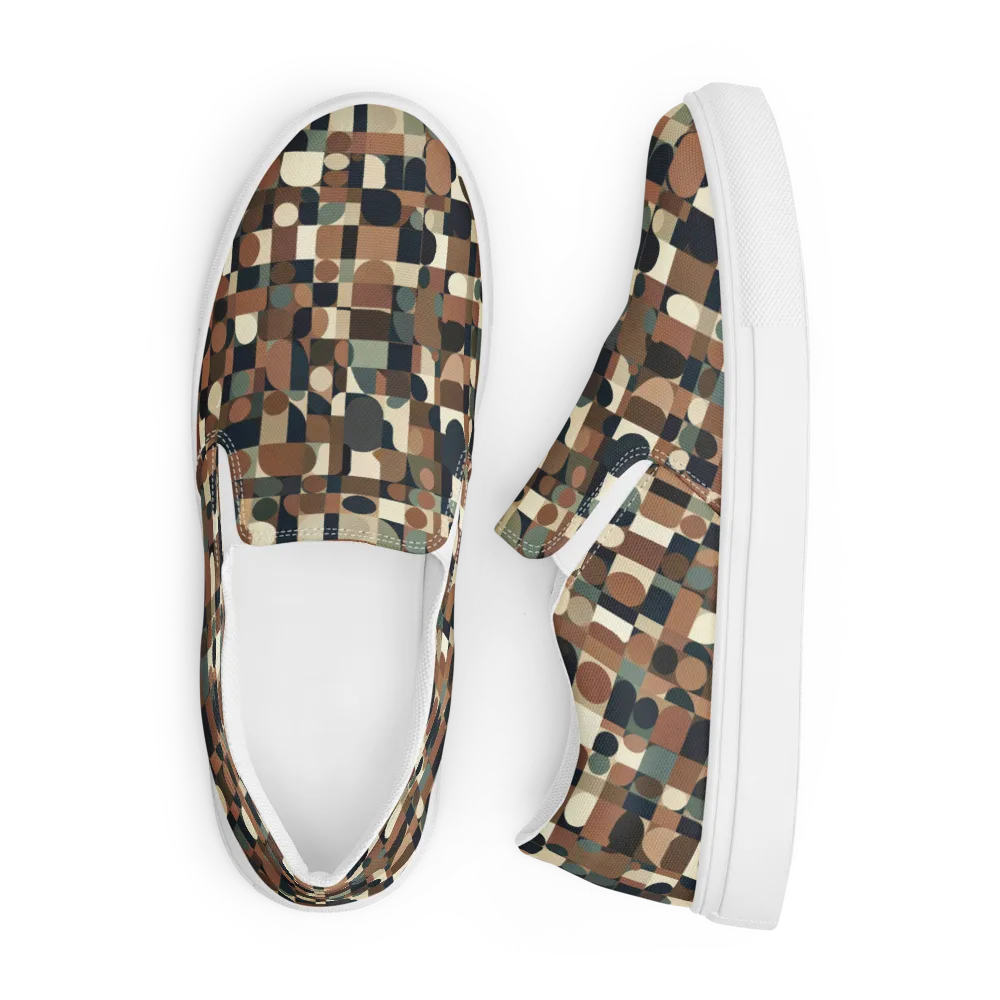 Café Geometry on Men's Slip-On Canvas Shoes — Front