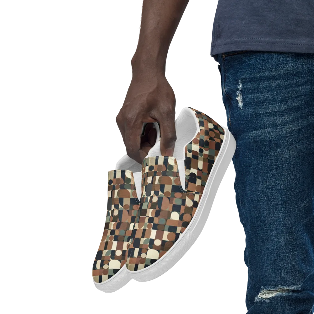 Café Geometry on Men's Slip-On Canvas Shoes — Left Front