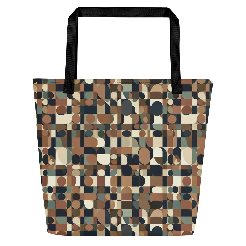 Café Geometry on Large Tote Bag W/ Pocket — Front
