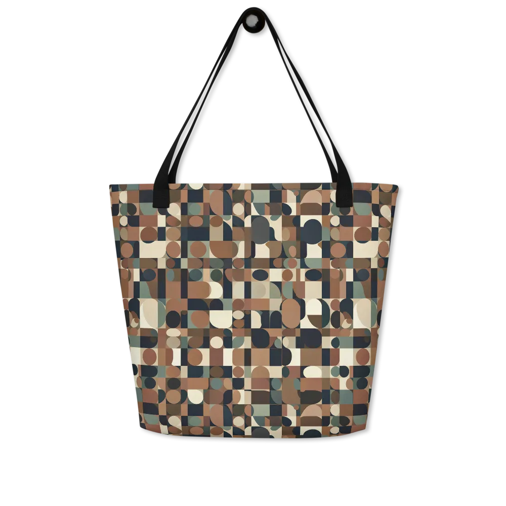 Café Geometry on Large Tote Bag W/ Pocket — Front