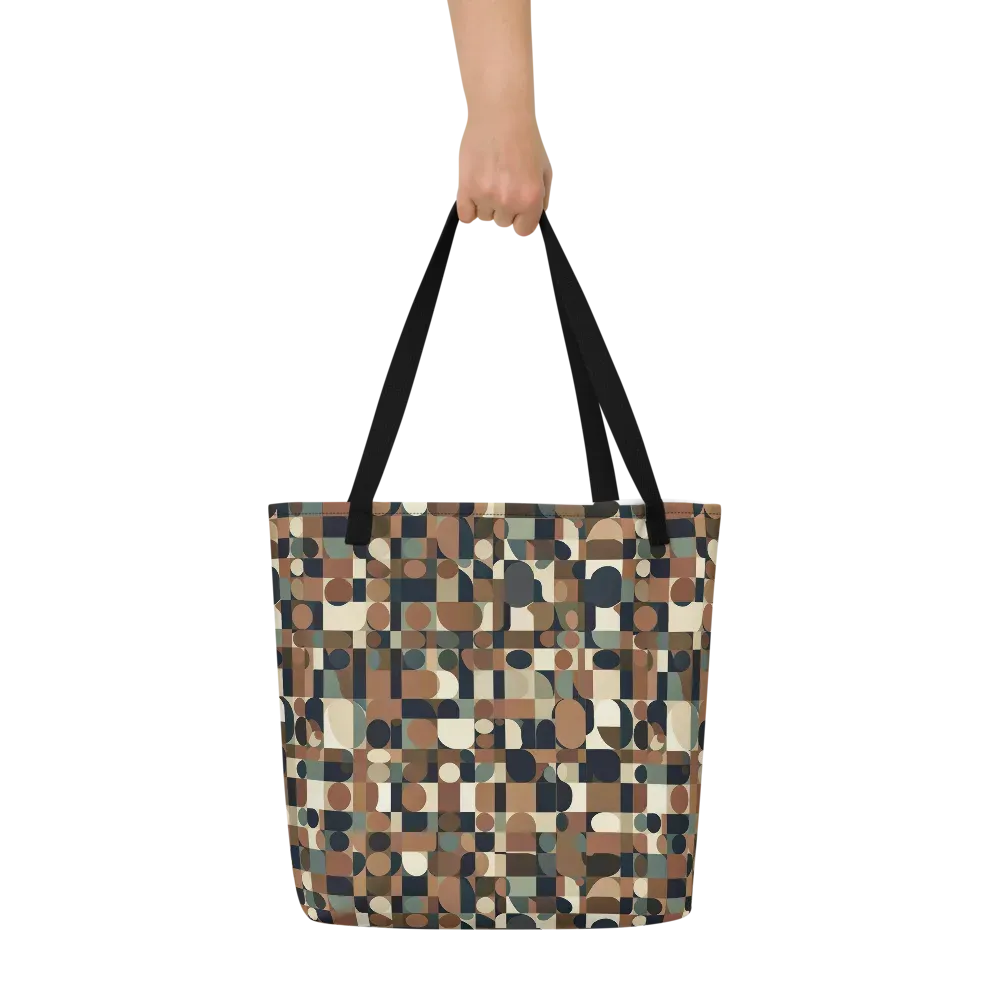 Café Geometry on Large Tote Bag W/ Pocket — Front