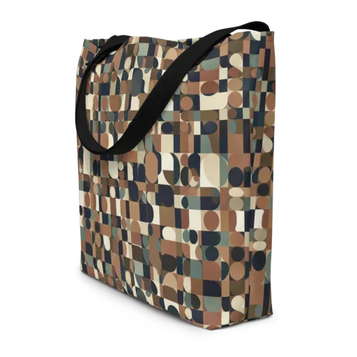Café Geometry on a Large Tote Bag W/ Pocket
