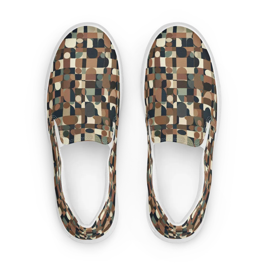 Café Geometry on Women's Slip-On Canvas Shoes — Front