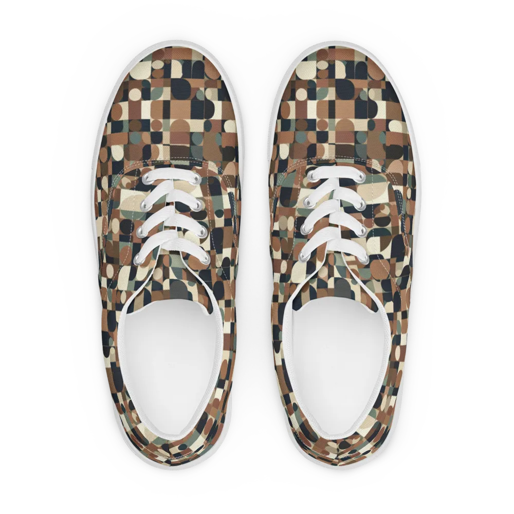 Café Geometry on Men's Lace-Up Canvas Shoes — Front