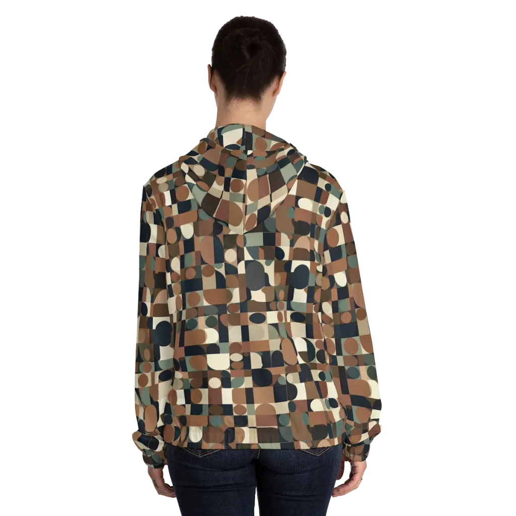 Café Geometry on Women's Full-Zip Hoodie — Back On Person