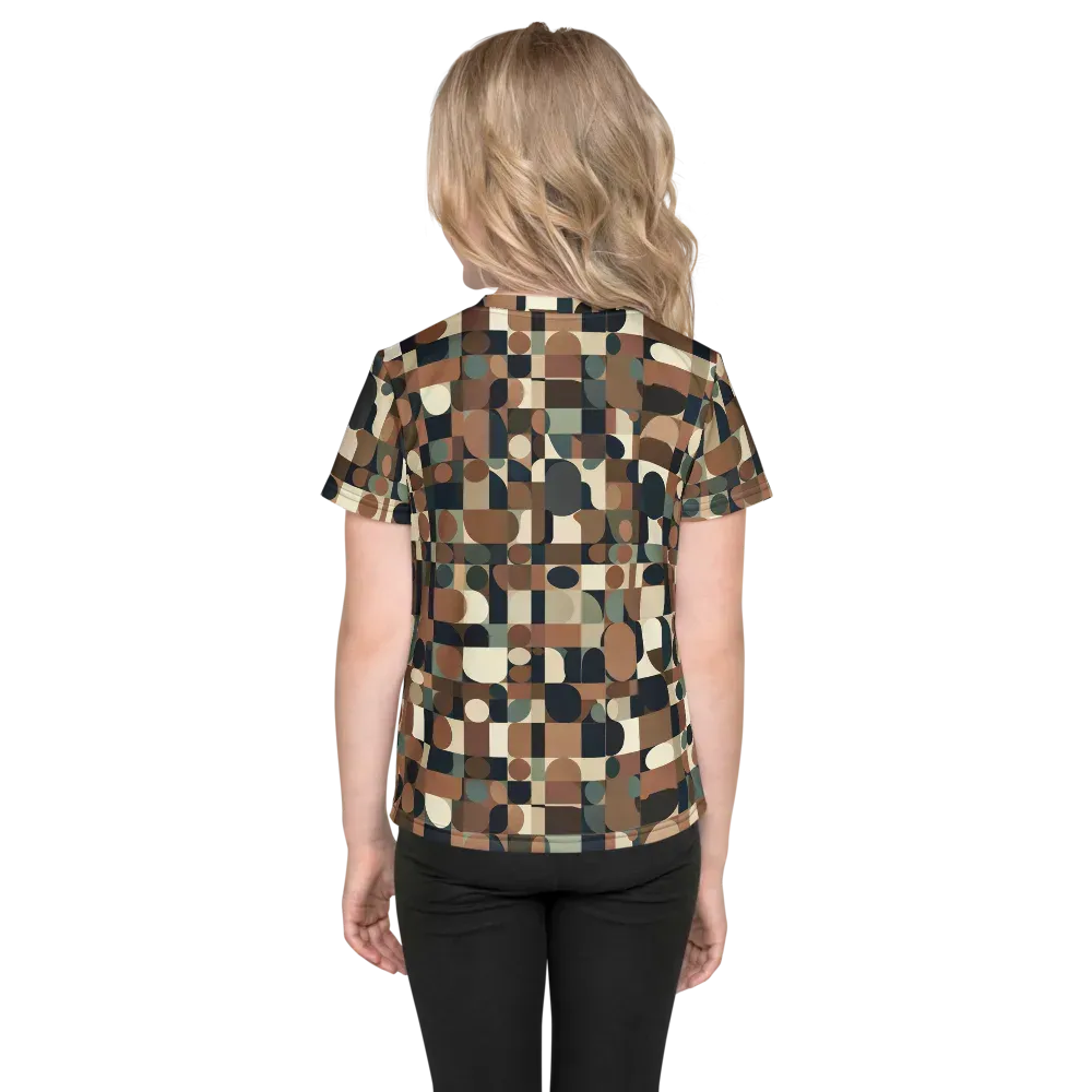 Café Geometry on Kids Crew Neck T-Shirt — Back