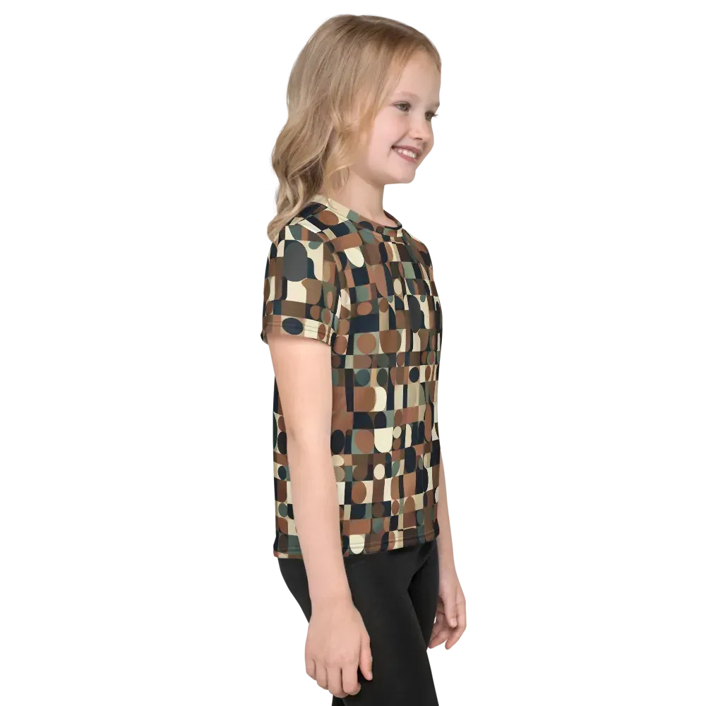 Café Geometry on Kids Crew Neck T-Shirt — Right