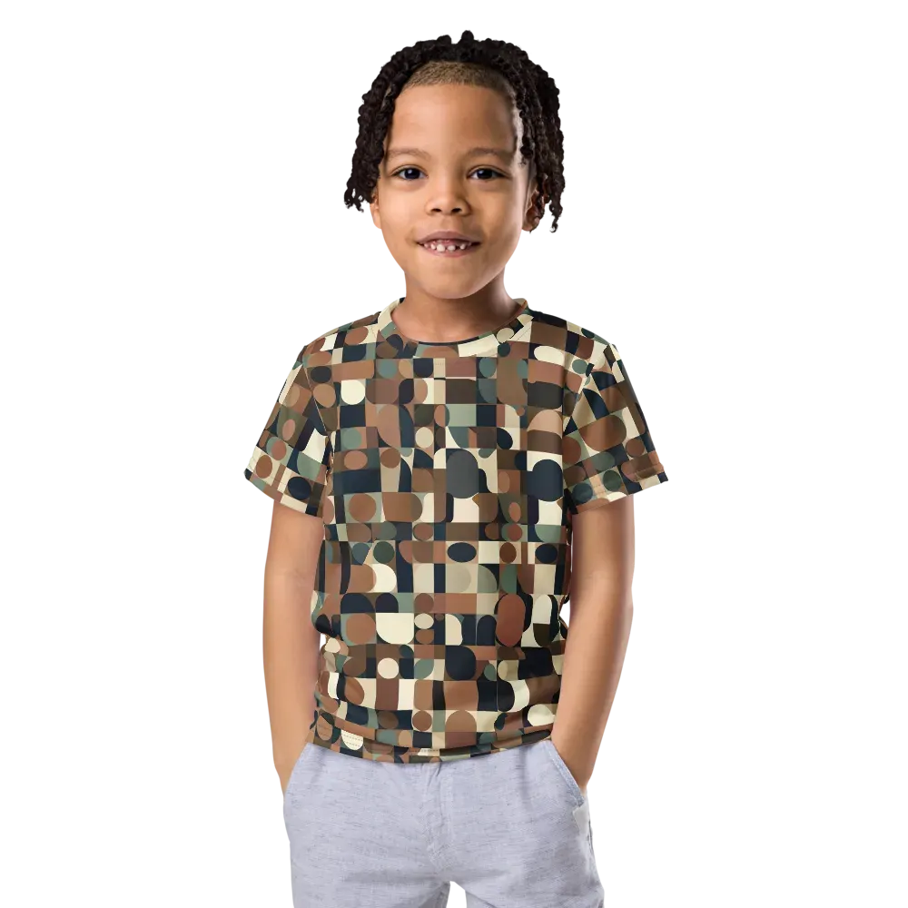 Café Geometry on Kids Crew Neck T-Shirt — Front