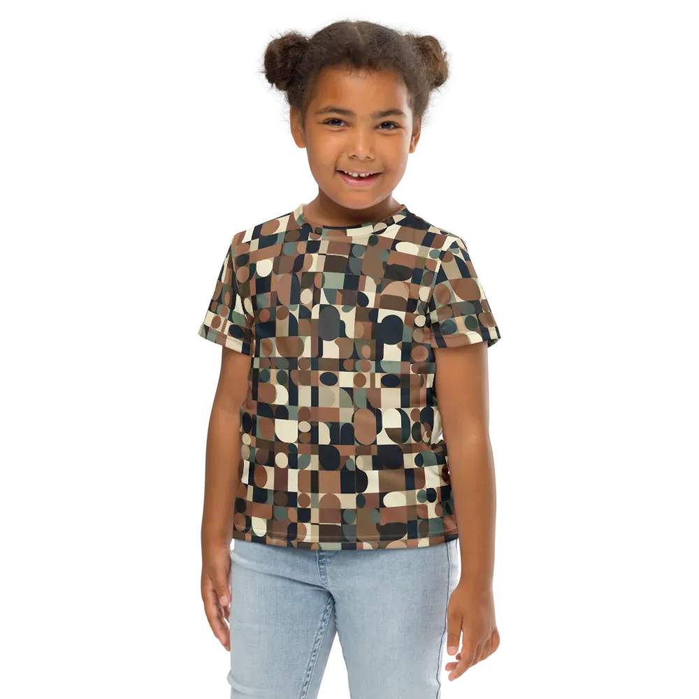 Café Geometry on Kids Crew Neck T-Shirt — Front