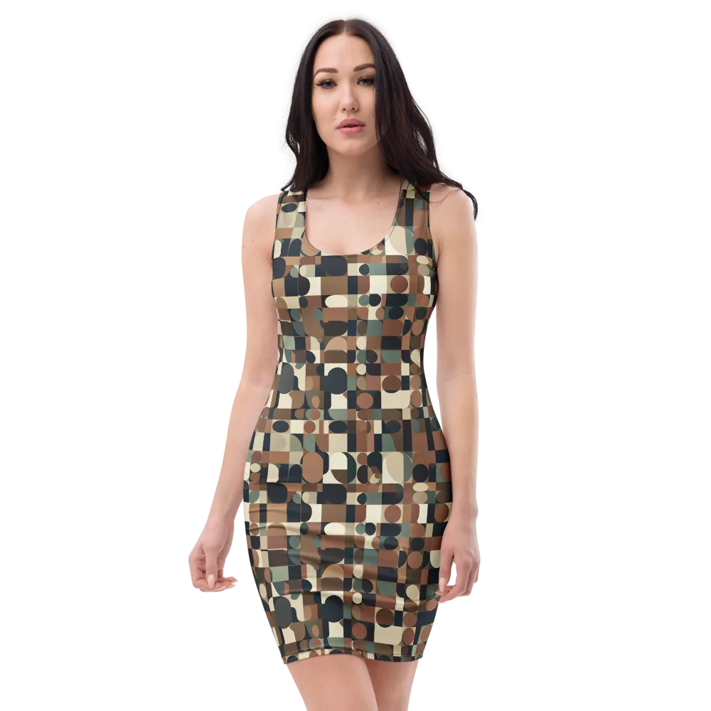 Café Geometry on Bodycon Dress — Front