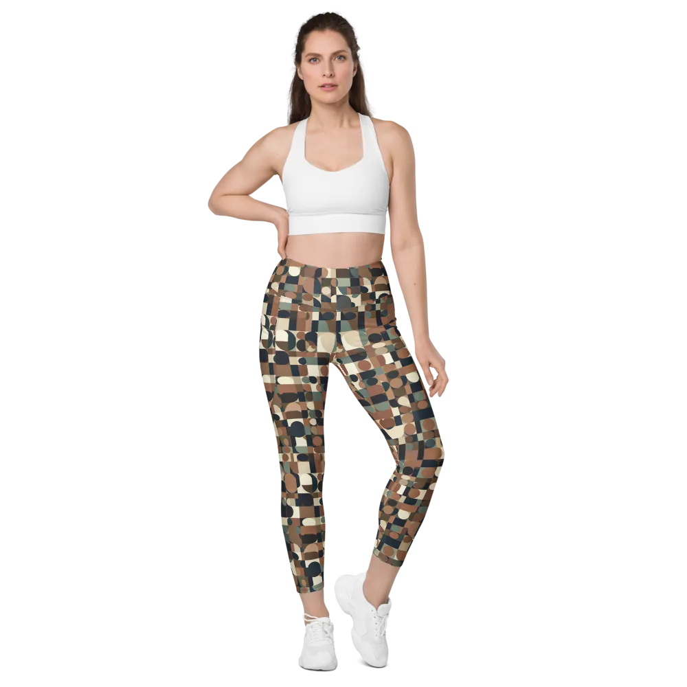 Café Geometry on Leggings with Pockets — Front