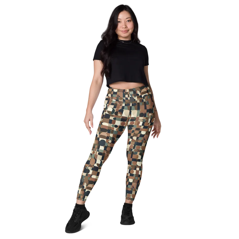 Café Geometry on Leggings with Pockets — Front