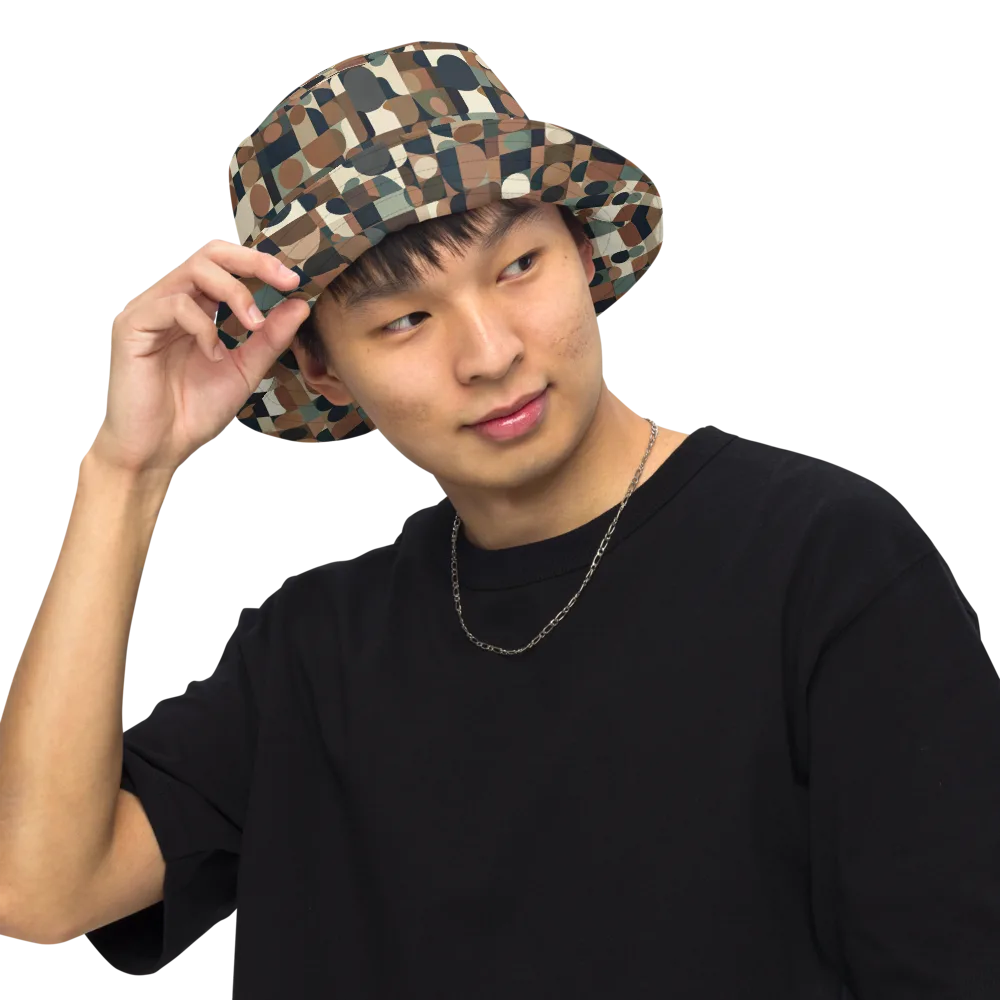Café Geometry on Reversible Bucket Hat — Front Inside