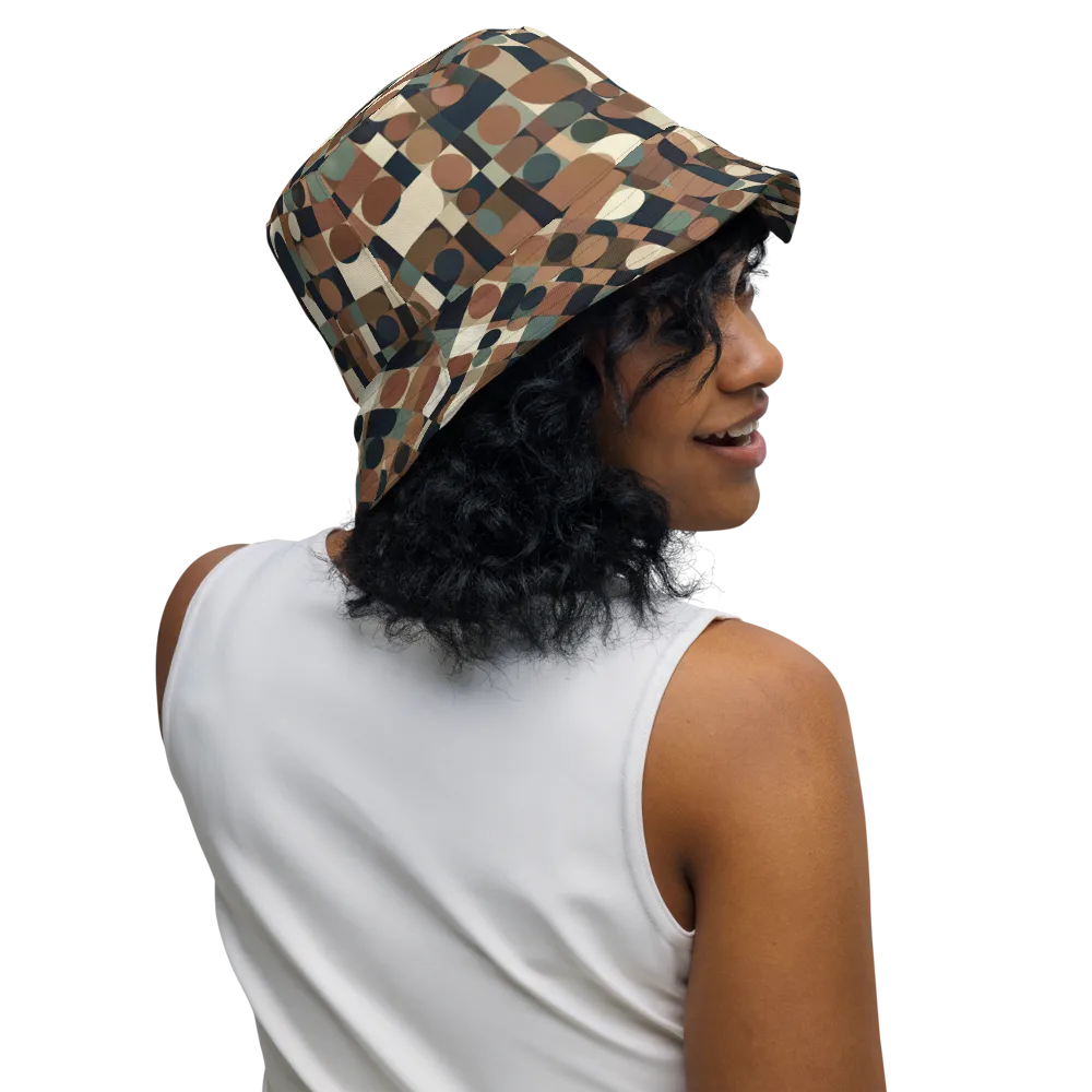 Café Geometry on Reversible Bucket Hat — Right Outside