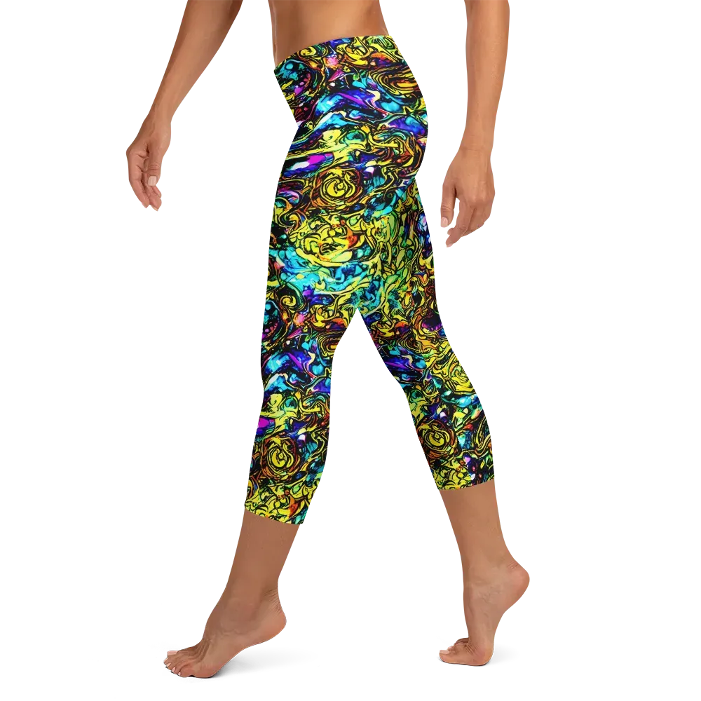 Signal Storm on Capri Leggings — Left