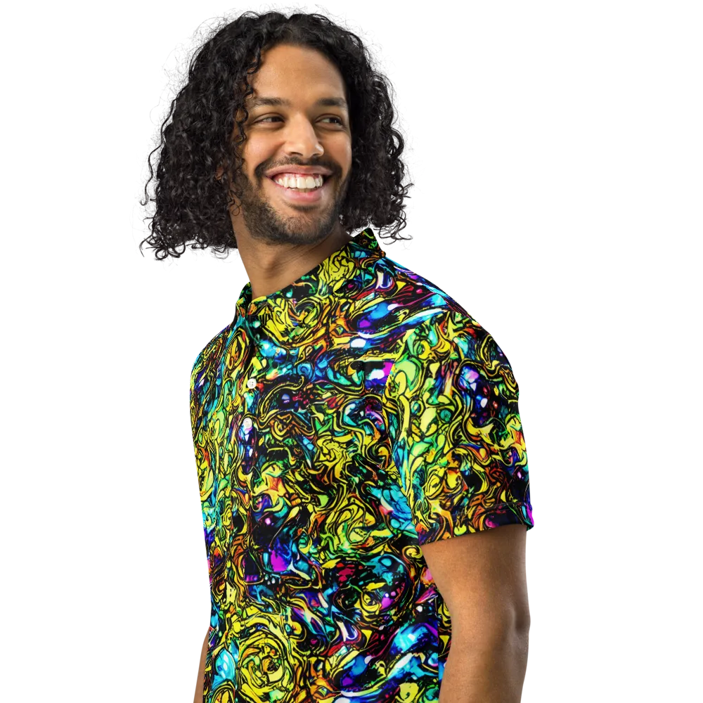 Signal Storm on Men's Slim Fit Polo Shirt — Left Front