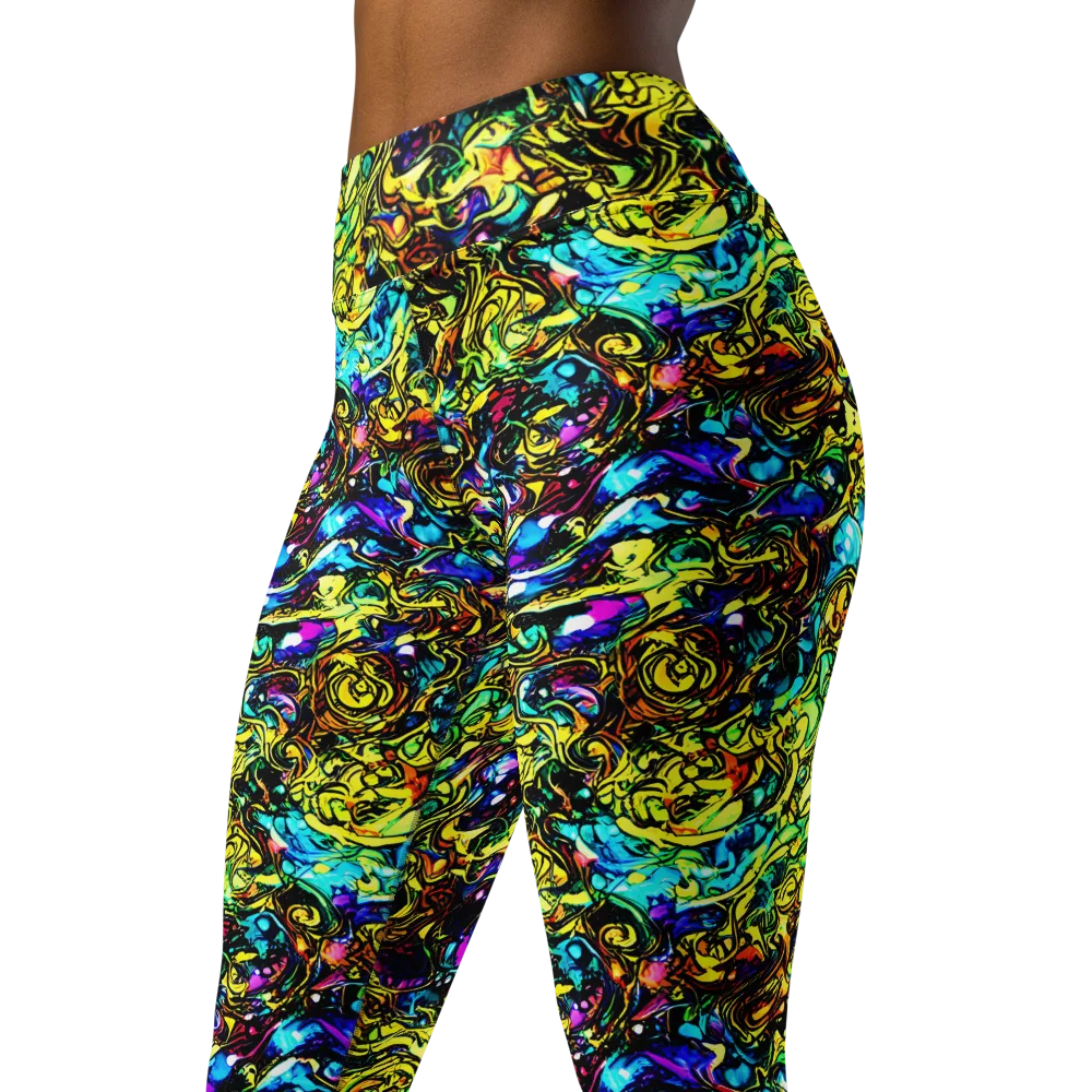Signal Storm on Yoga Leggings — Left Front
