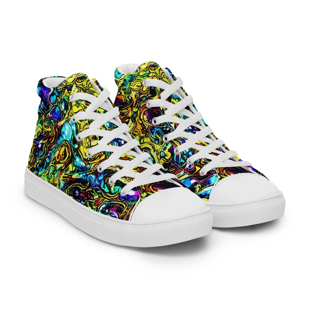 Signal Storm on Men's High Top Canvas Shoes — Right Front