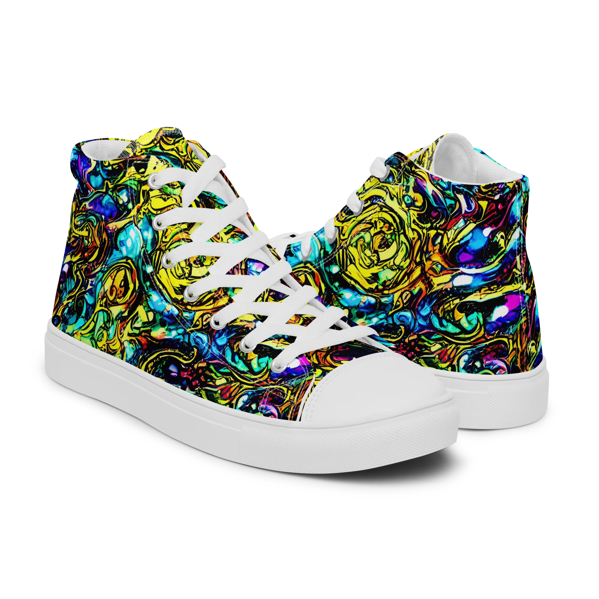 Signal Storm on Men's High Top Canvas Shoes — Right