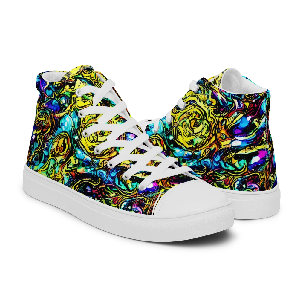 Signal Storm on Men's High Top Canvas Shoes — Right
