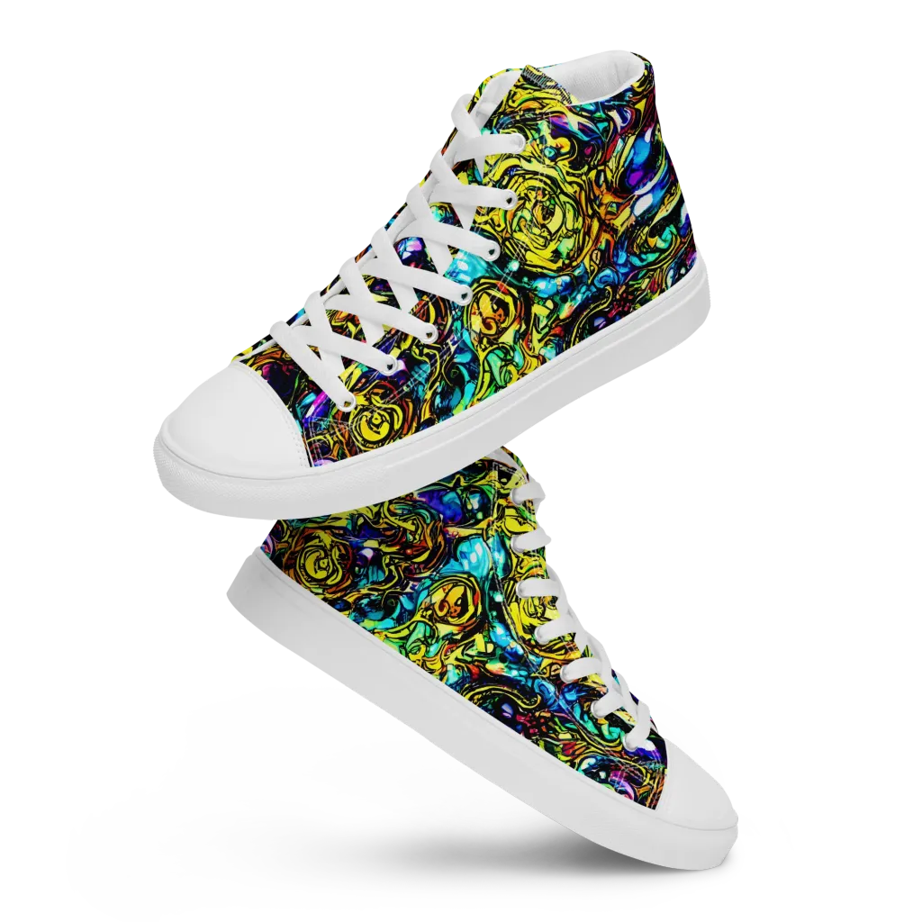 Signal Storm on Men's High Top Canvas Shoes — Front