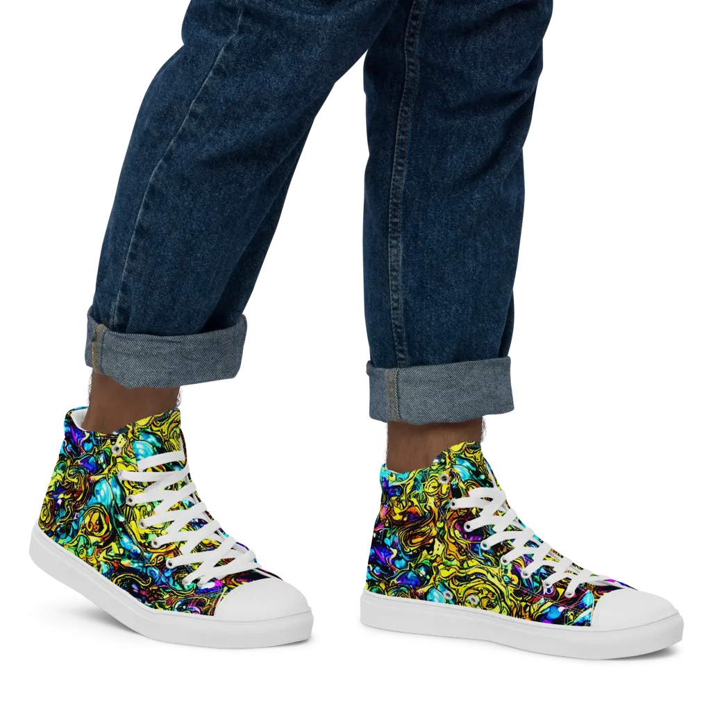 Signal Storm on Men's High Top Canvas Shoes — Right