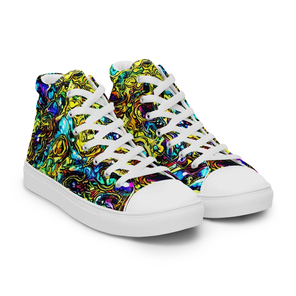 Signal Storm on Women's High Top Canvas Shoes — Right Front