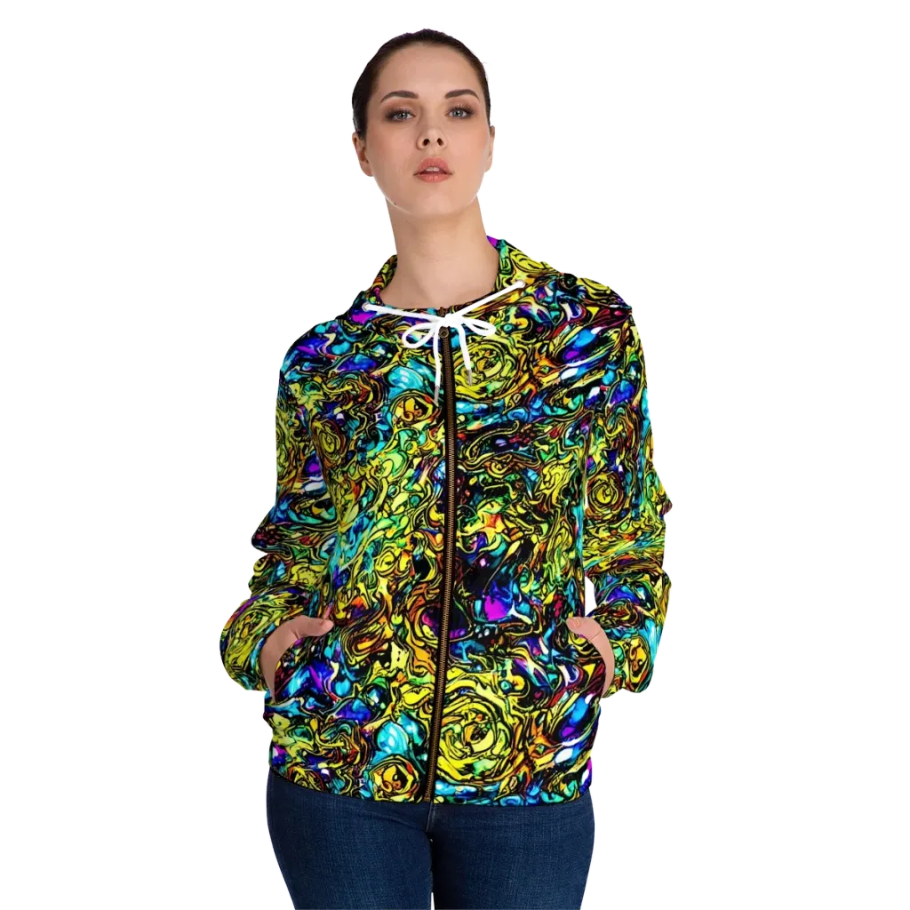 Signal Storm on Women's Full-Zip Hoodie — Front On Person