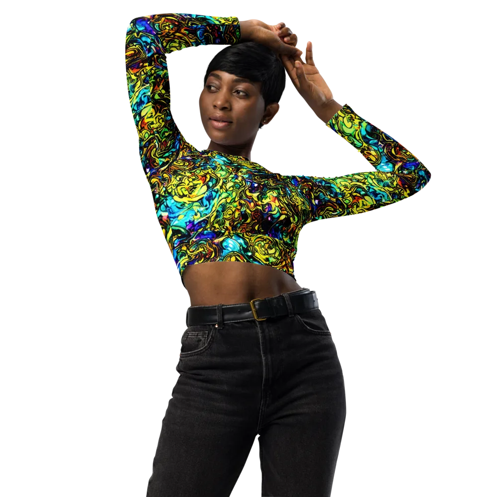Signal Storm on Long Sleeve Crop Top — Front