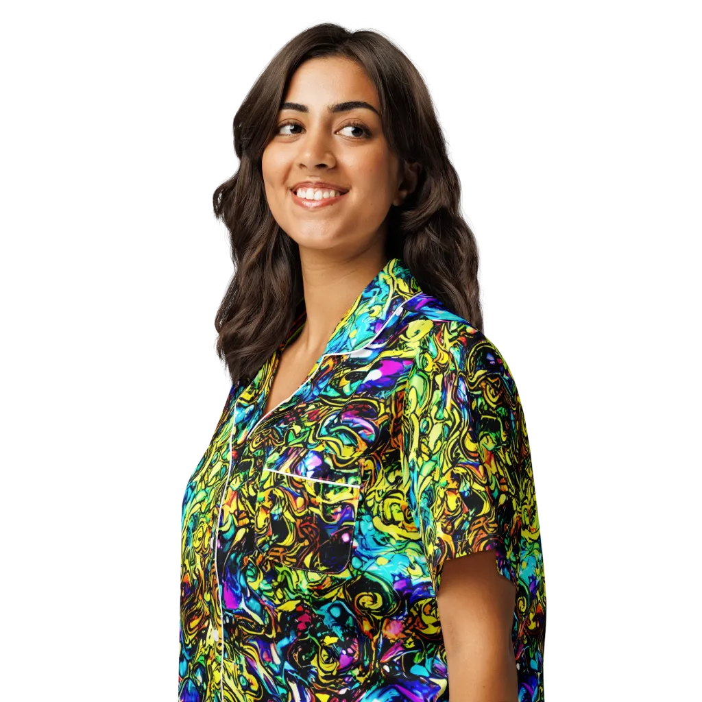 Signal Storm on Women's Short Sleeve Pajama Top — Left Front