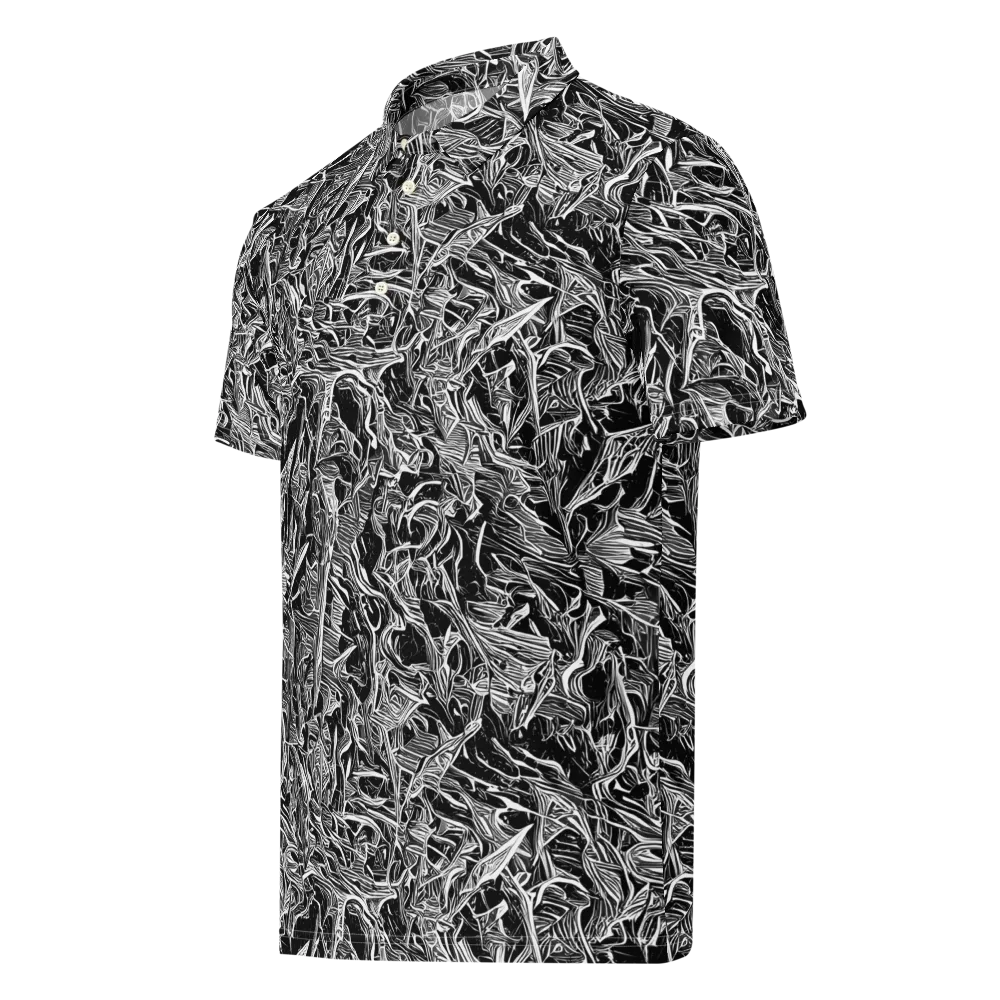 Noir Tendrils on Men's Slim Fit Polo Shirt — Left Front