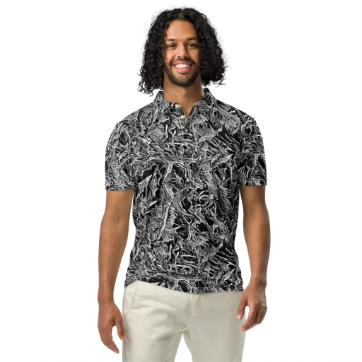 Noir Tendrils on a Men's Slim Fit Polo Shirt