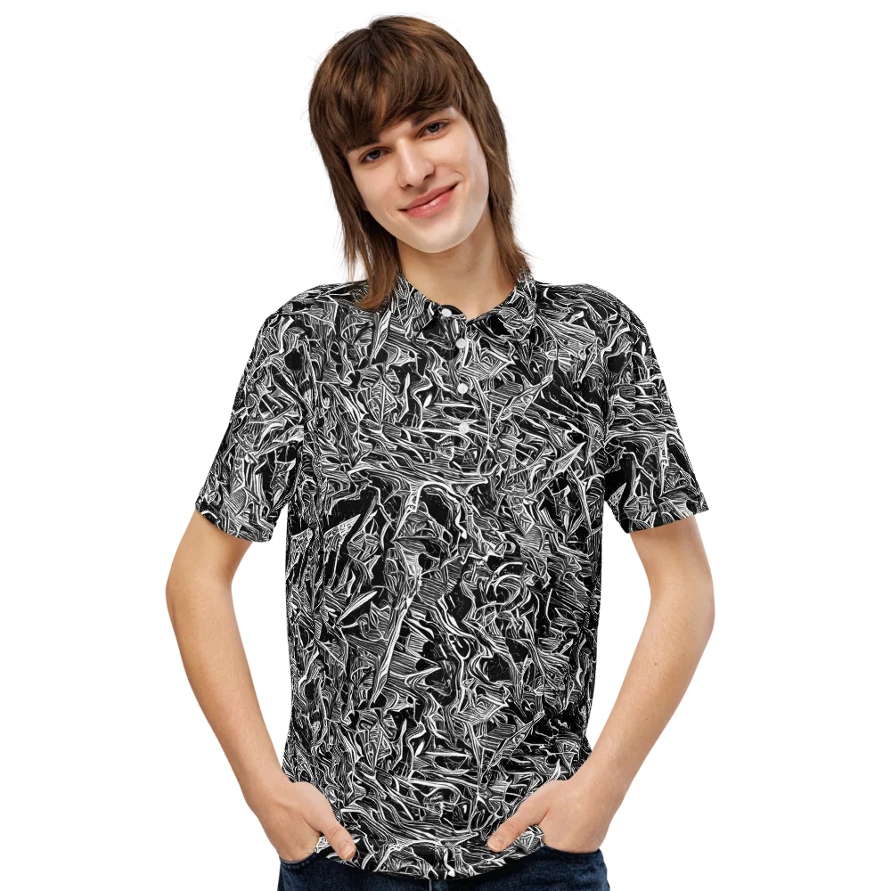 Noir Tendrils on Men's Slim Fit Polo Shirt — Front