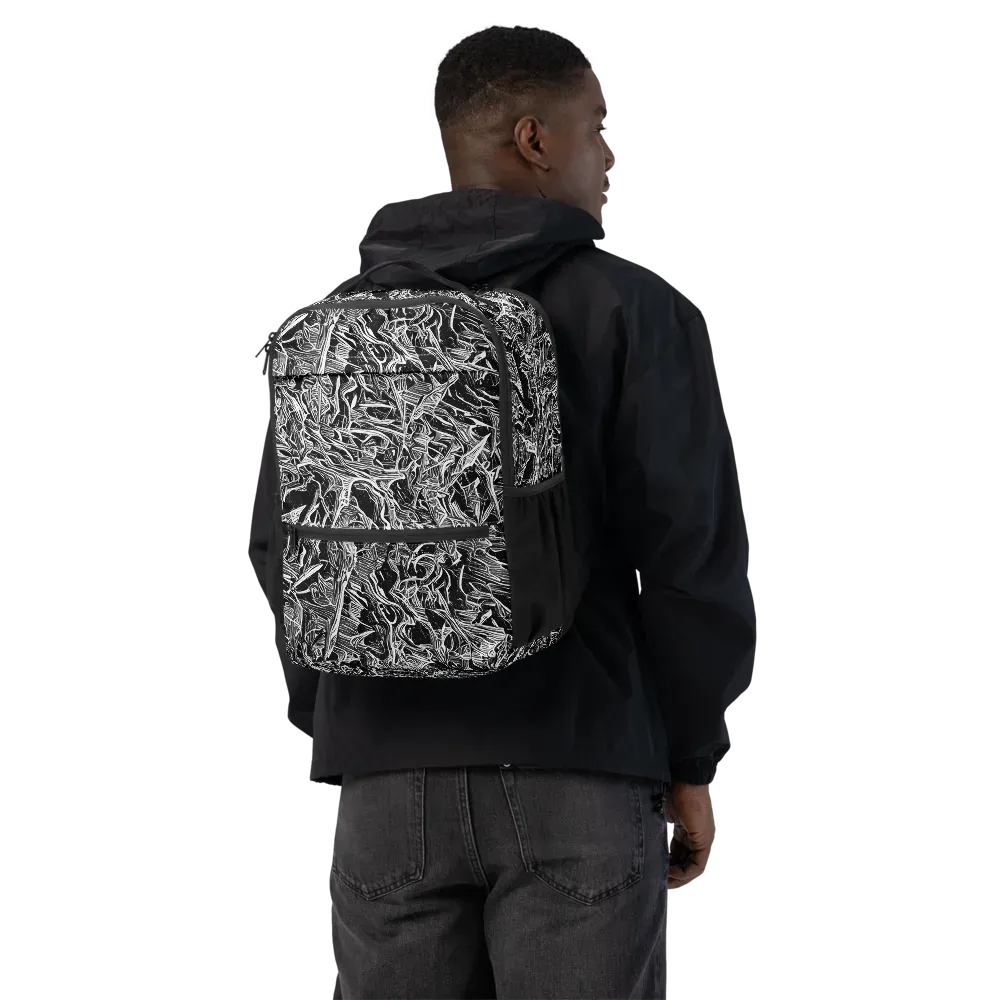 Noir Tendrils on Utility Backpack — Back