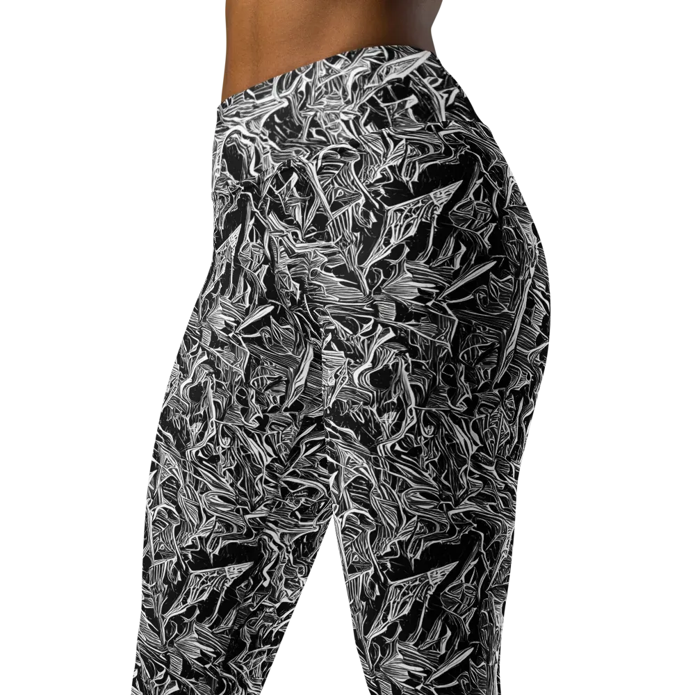 Noir Tendrils on Yoga Leggings — Left Front