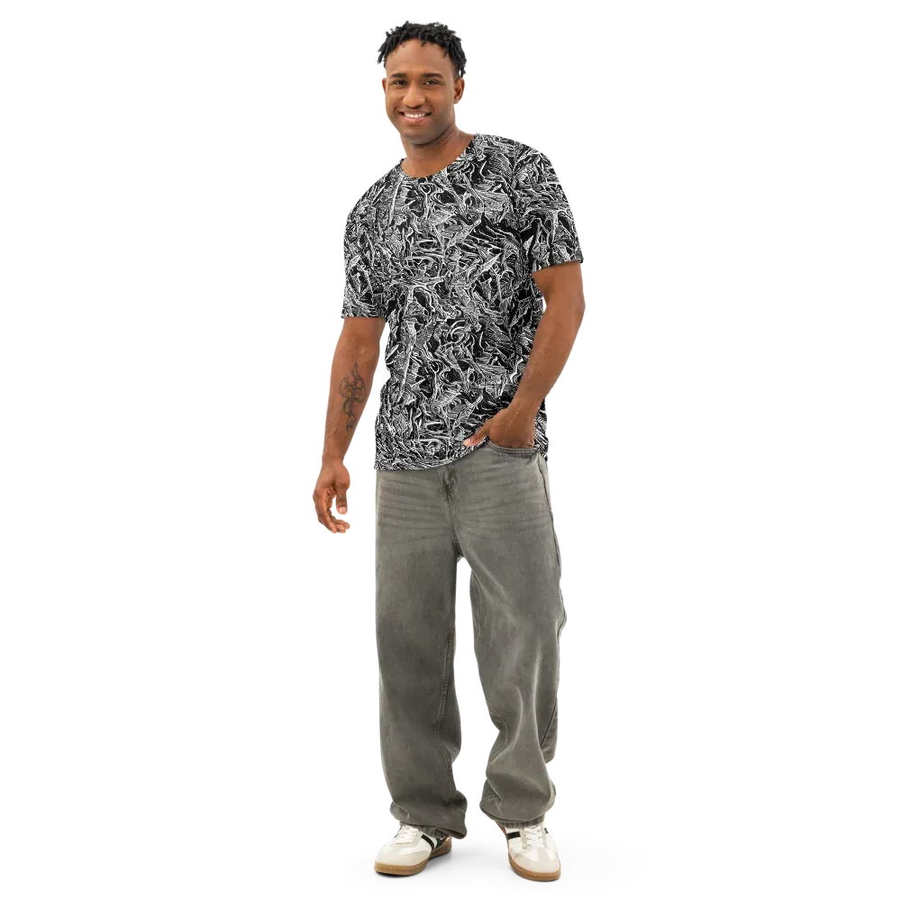 Noir Tendrils on Men's Cotton Crew Neck T-Shirt — Front