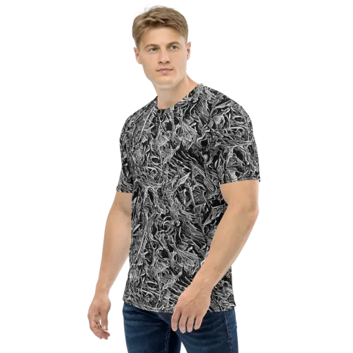 Noir Tendrils on a Men's Crew Neck T-Shirt