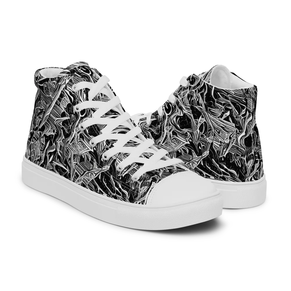 Noir Tendrils on Men's High Top Canvas Shoes — Right