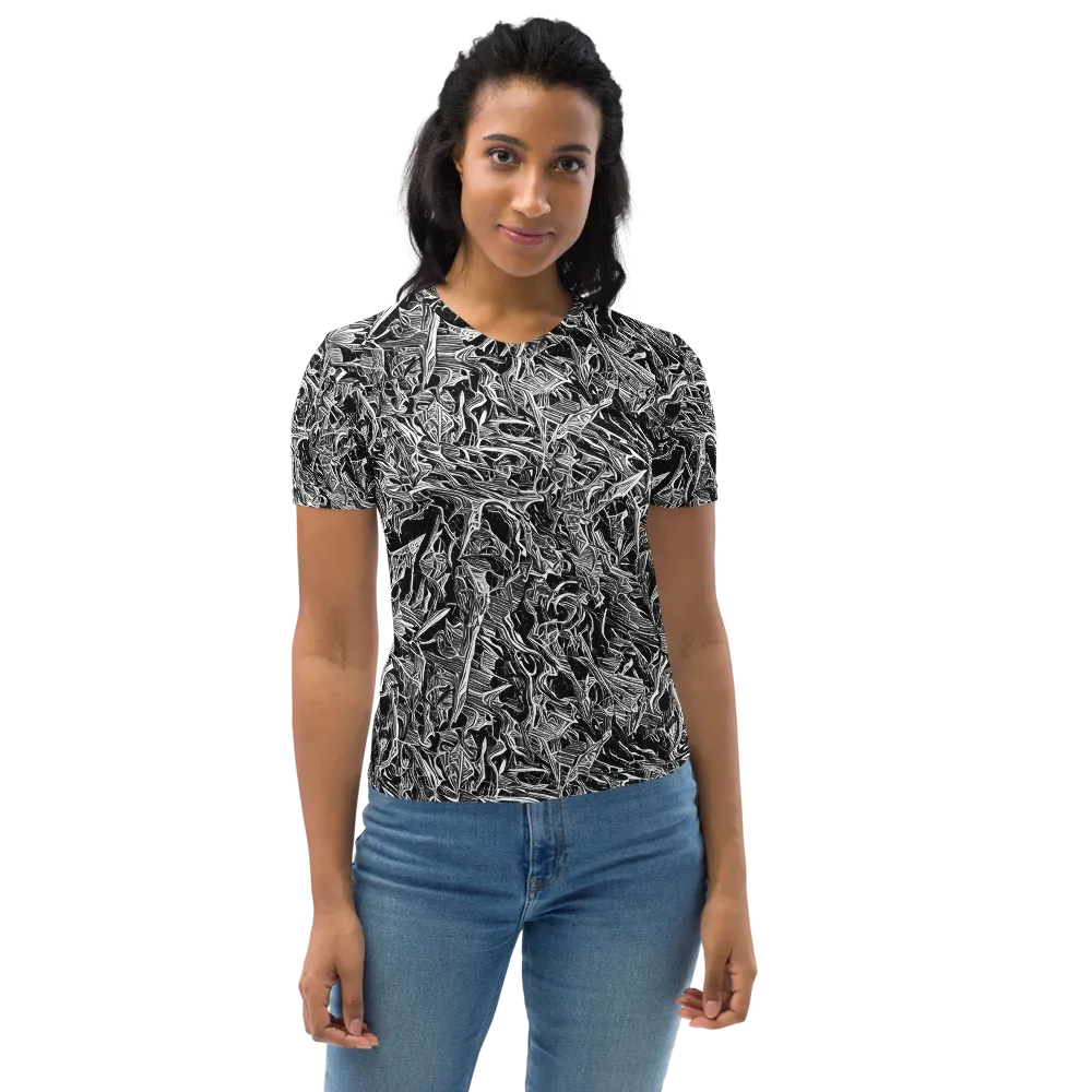 Noir Tendrils on Women's Crew Neck T-Shirt — Front