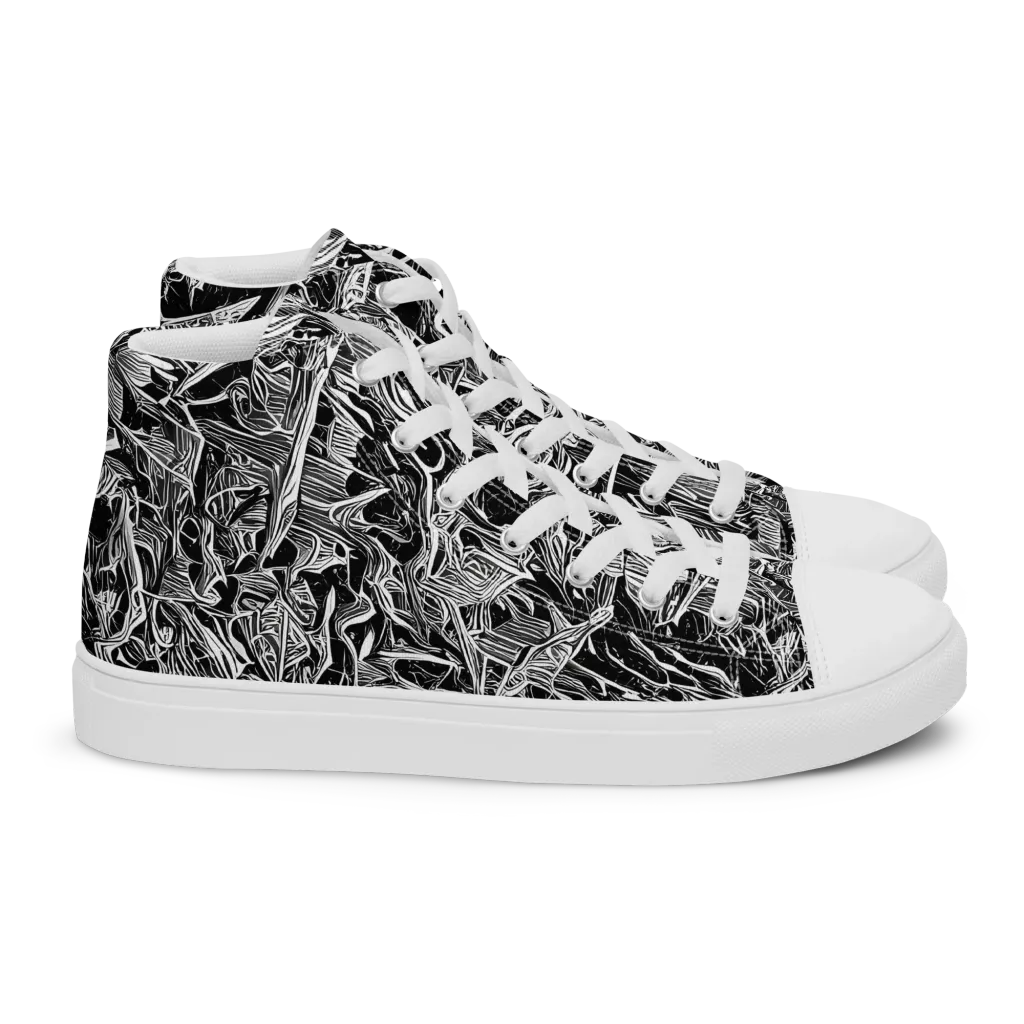 Noir Tendrils on Women's High Top Canvas Shoes — Right
