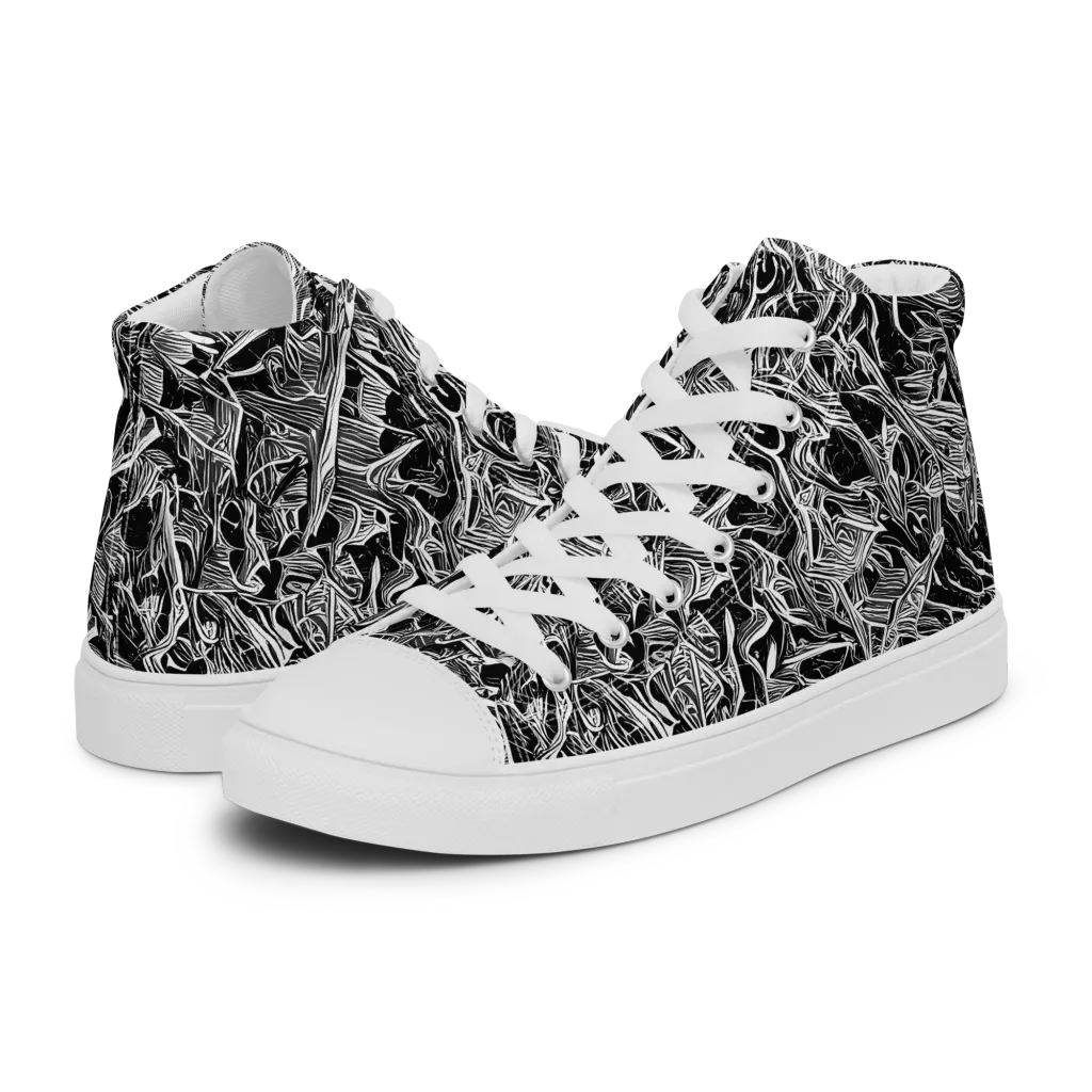Noir Tendrils on Women's High Top Canvas Shoes — Left