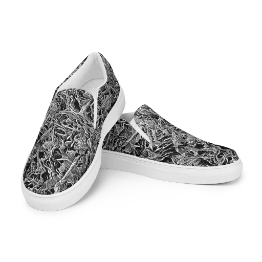Noir Tendrils on a Men's Slip-On Canvas Shoes