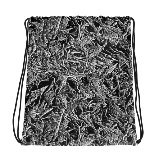 Noir Tendrils on a Drawstring Bag