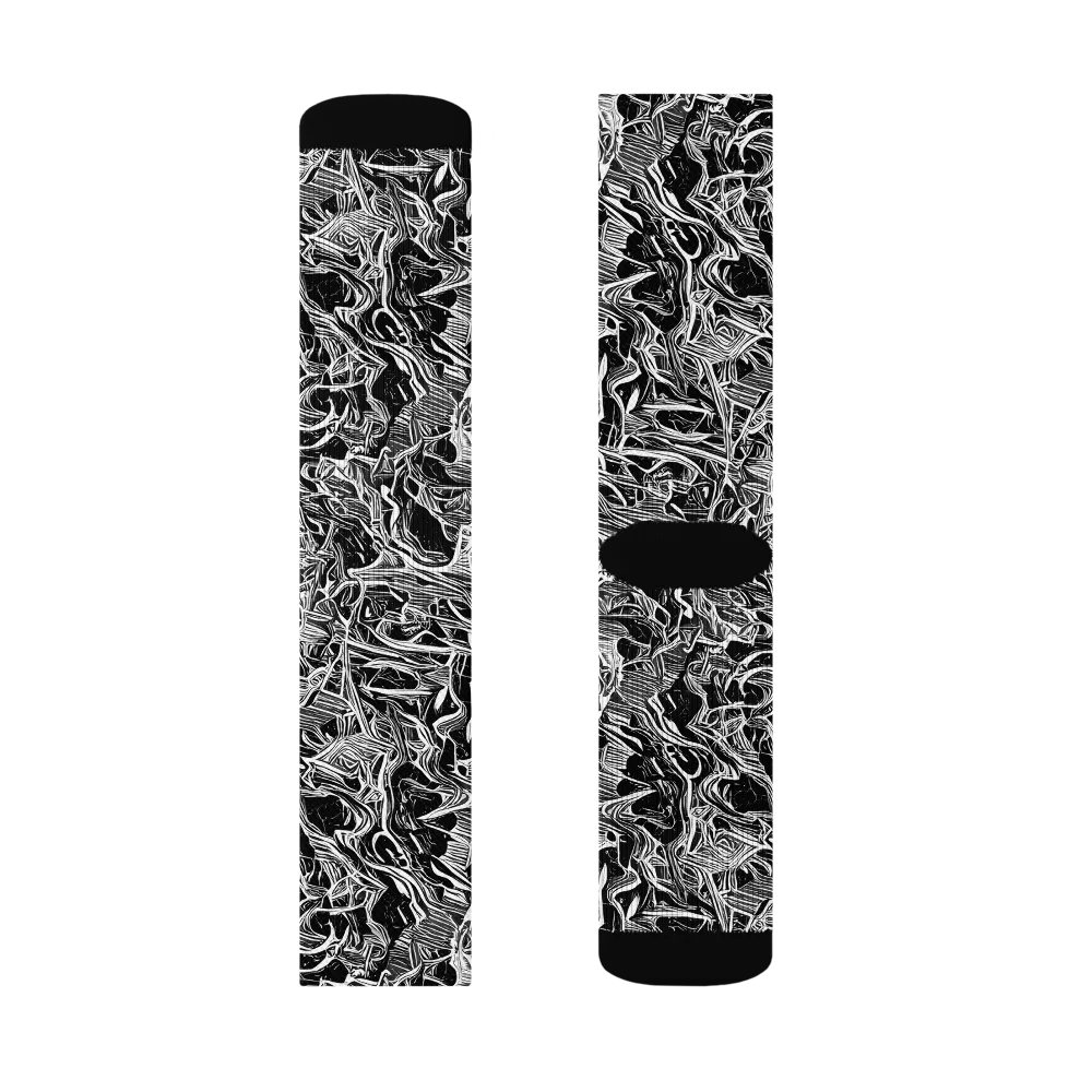 Noir Tendrils on Socks — Left Sock