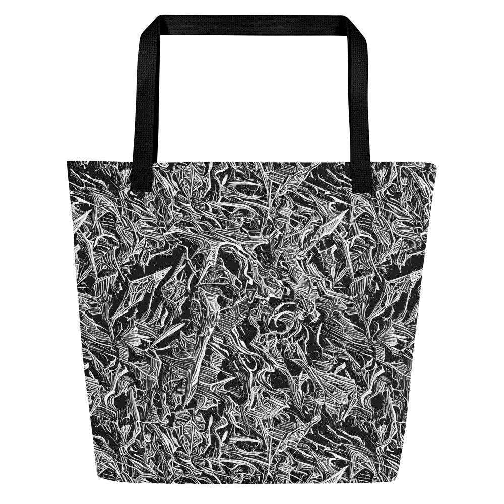 Noir Tendrils on Large Tote Bag W/ Pocket — Front