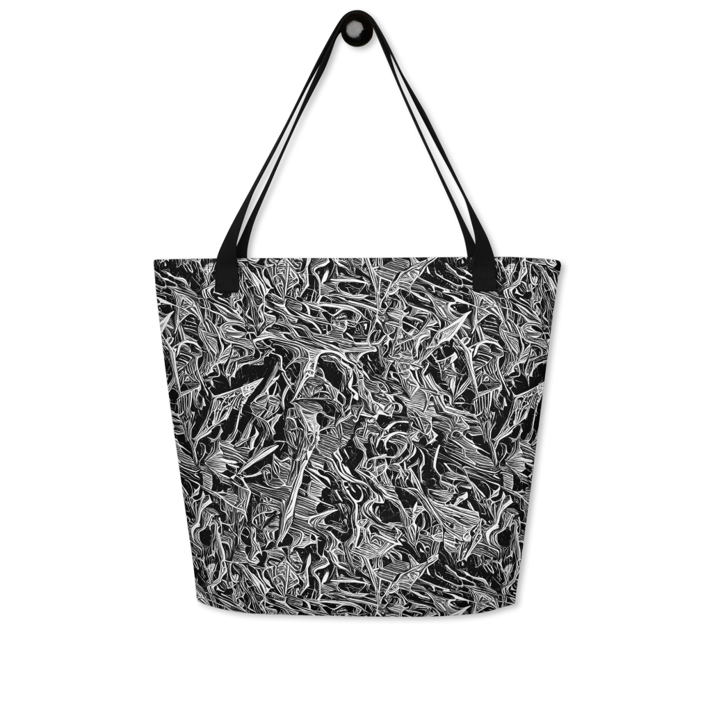 Noir Tendrils on Large Tote Bag W/ Pocket — Front
