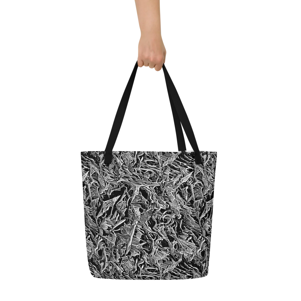 Noir Tendrils on Large Tote Bag W/ Pocket — Front