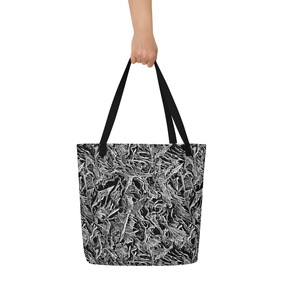 Noir Tendrils on Large Tote Bag W/ Pocket — Front