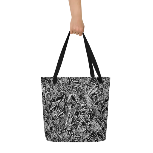 Noir Tendrils on a Large Tote Bag W/ Pocket