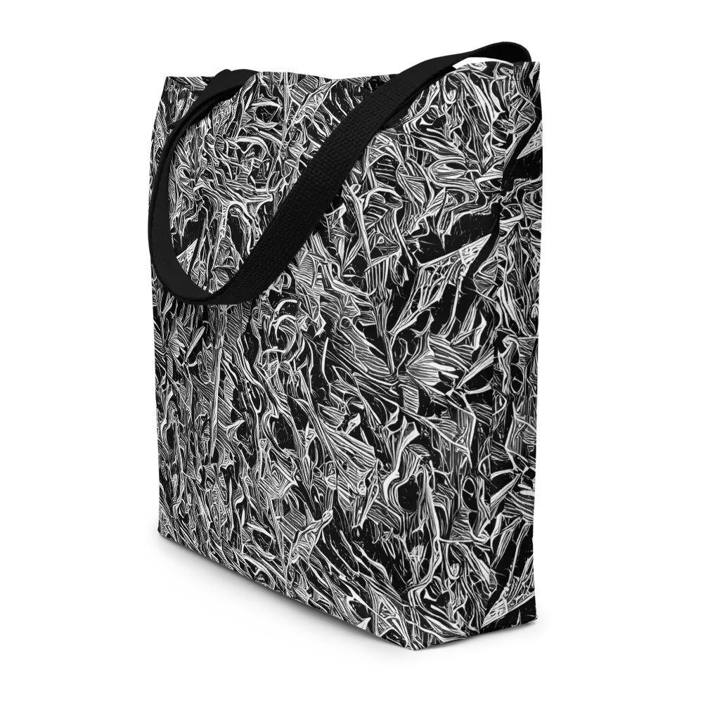 Noir Tendrils on Large Tote Bag W/ Pocket — Front